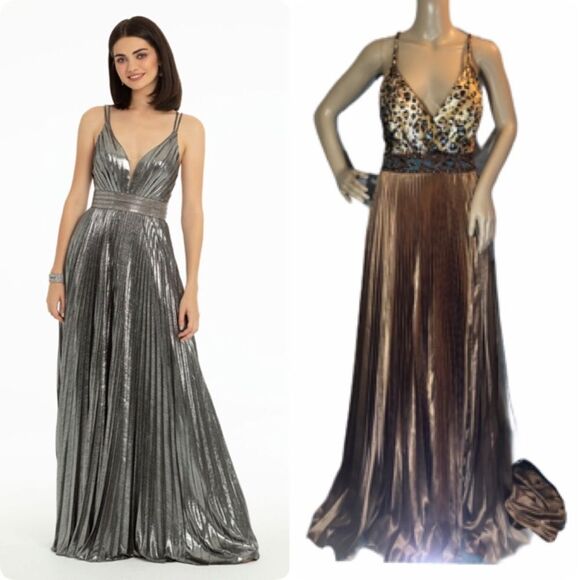 Camille La Vie Animal Print Beaded Evening Gown 8 - Picture 1 of 16